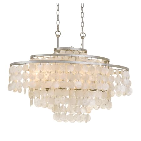 Crystorama Lighting Group Brielle 6 Light 30" Wide Linear Chandelier with Shell Shade Antique Silver