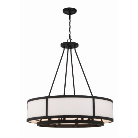 Crystorama Lighting Group Bryant 8 Light 32" Wide Drum Chandelier with a Glass Shade Black Forged