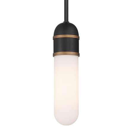 Crystorama Lighting Group Capsule 3" Wide LED Mini Pendant with Frosted Glass Shade Matte Black / Textured Gold