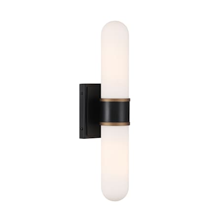 Crystorama Lighting Group Capsule 2 Light 19" Tall LED Wall Sconce with Frosted Glass Shades Matte Black / Textured Gold