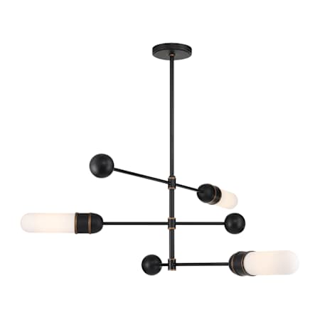 Crystorama Lighting Group Capsule 3 Light 48" Wide LED Chandelier with Frosted Glass Shades Matte Black / Textured Gold