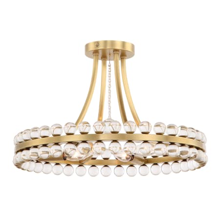 Crystorama Lighting Group Clover 4 Light 18" Wide Semi-Flush Drum Ceiling Fixture with Glass Ball Accents Aged Brass