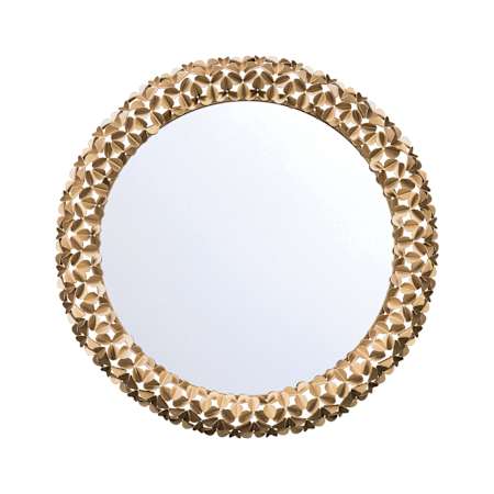 Crystorama Lighting Group Cora 30" Circular / Floral Flat Steel Framed Accent Mirror Soft Gold