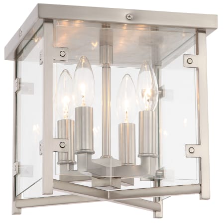 Crystorama Lighting Group Danbury 4 Light 10" Wide Flush Mount Square Ceiling Fixture with Glass Shade Brushed Nickel