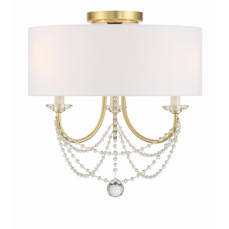 Crystorama Lighting Group Delilah 3 Light 16" Wide Flush Mount Drum Ceiling Fixture Aged Brass