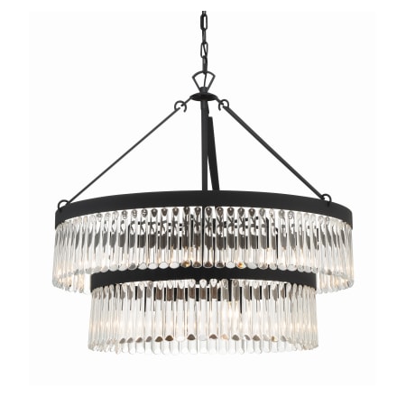 Crystorama Lighting Group Emory 9 Light 32" Wide Crystal Waterfall Chandelier Black Forged