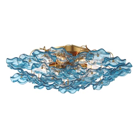 Crystorama Lighting Group Esme 6 Light 23" Wide Flush Mount Ceiling Fixture Aged Brass / Blue