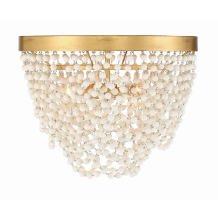 Crystorama Lighting Group Fiona 3 Light 14" Wide Flush Mount Bowl Ceiling Fixture with White Glass Beads Antique Gold