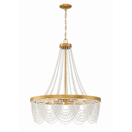 Crystorama Lighting Group Fiona 4 Light 27" Wide Beaded Empire Chandelier with White Glass Beads Antique Gold