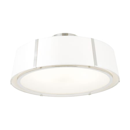 Crystorama Lighting Group Fulton 6 Light 24" Wide Semi-Flush Ceiling Fixture / Pendant with Silk Shade Polished Nickel
