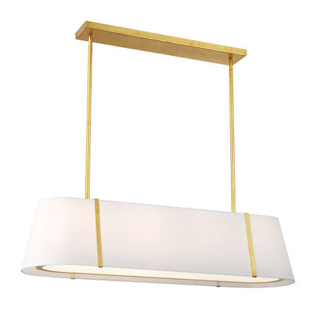 Crystorama Lighting Group Fulton 4 Light 42" Wide Linear Chandelier with Silk Shade Antique Gold