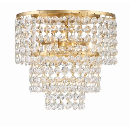 Crystorama Lighting Group Gabrielle 3 Light 14" Wide Flush Mount Waterfall Ceiling Fixture with Faceted Hand Cut Crystal Accents Antique Gold