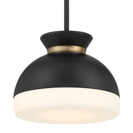 Crystorama Lighting Group Gidget 10" Wide Pendant with Etched Opal Glass Shade Matte Black / Vibrant Gold