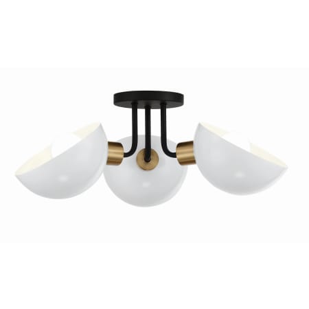 Crystorama Lighting Group Gigi 23" Wide Three Light Ceiling Fixture Matte Black / Aged Brass