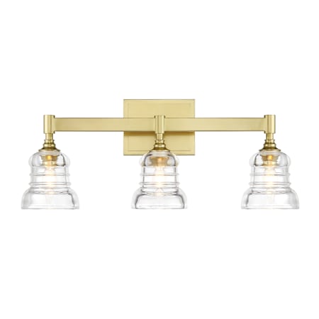 Crystorama Lighting Group Gregory 3 Light 24" Wide Vanity Light with Clear Glass Shades Aged Brass
