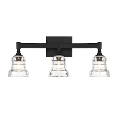 Crystorama Lighting Group Gregory 3 Light 24" Wide Vanity Light with Clear Glass Shades Matte Black