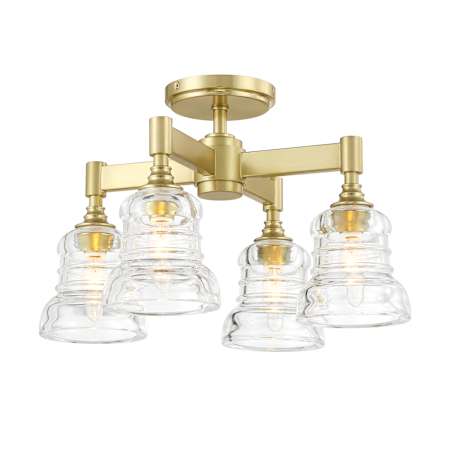 Crystorama Lighting Group Gregory 4 Light 17" Wide Semi-Flush Ceiling Fixture with Clear Glass Shades Aged Brass