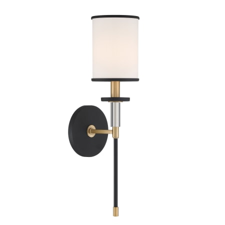 Crystorama Lighting Group Hatfield 19" Tall Wall Sconce with Crystal Accents Black Forged / Vibrant Gold