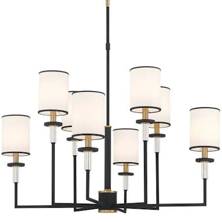 Crystorama Lighting Group Hatfield 8 Light 33" Wide Crystal Chandelier with Silk Shades Black Forged / Vibrant Gold