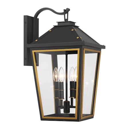 Crystorama Lighting Group Hawkins 4 Light 23" Tall Outdoor Wall Sconce with Clear Glass Shade Matte Black / Textured Gold