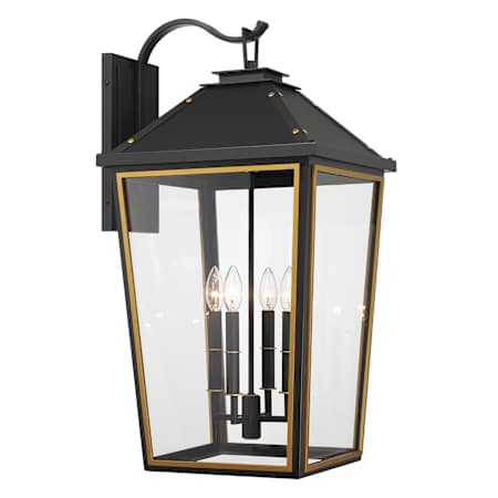 Crystorama Lighting Group Hawkins 4 Light 30" Tall Outdoor Wall Sconce with Clear Glass Shade Matte Black / Textured Gold