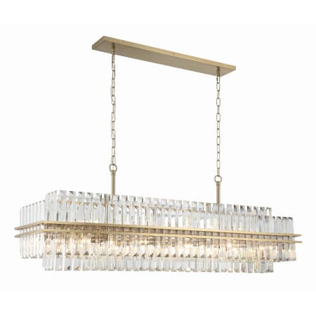 Crystorama Lighting Group Hayes 16 Light 50" Wide Crystal Linear Chandelier Aged Brass