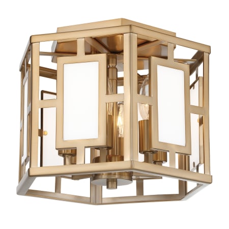 Crystorama Lighting Group Hillcrest 6 Light 12" Wide Semi-Flush Drum Ceiling Fixture with Frosted Glass Shade Vibrant Gold