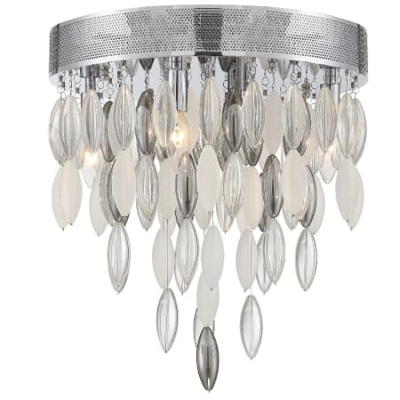 Crystorama Lighting Group Hudson 4 Light 16" Wide Flush Mount Waterfall Ceiling Fixture with Frosted, Silver, and Clear Glass Accents Polished Chrome