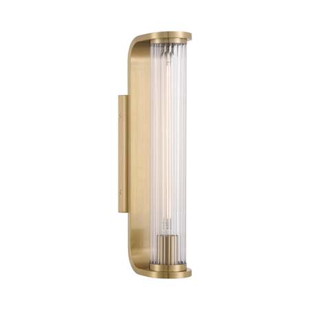 Crystorama Lighting Group Jarvis 18" Tall LED Wall Sconce with Clear, Ribbed Glass Shade Aged Brass