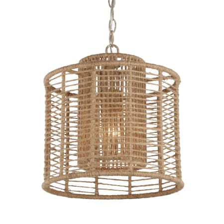 Crystorama Lighting Group Jayna 13" Wide Cage Pendant with Jute Shade Burnished Silver