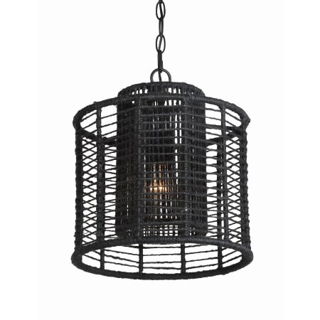 Crystorama Lighting Group Jayna 13" Wide Cage Pendant with Jute Shade Matte Black