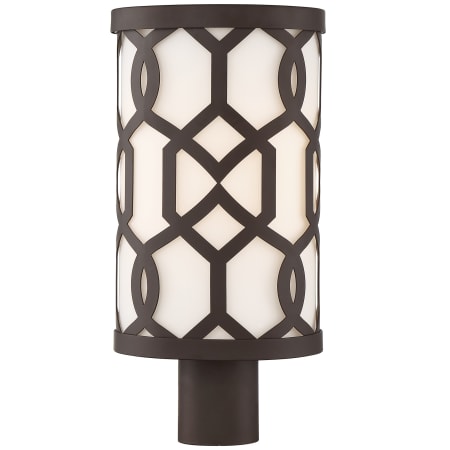 Crystorama Lighting Group Jennings 17" Tall Outdoor Single Head Post Light with Frosted Glass Shade Dark Bronze