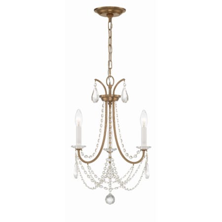 Crystorama Lighting Group Karrington 3 Light 14" Wide Crystal Candle Style Chandelier Aged Brass