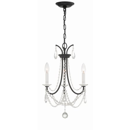 Crystorama Lighting Group Karrington 3 Light 14" Wide Crystal Candle Style Chandelier Matte Black