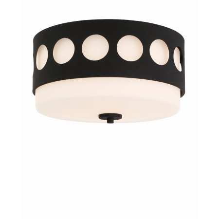Crystorama Lighting Group Kirby 2 Light 13" Wide Flush Mount Drum Ceiling Fixture Black Forged