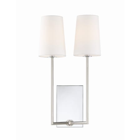 Crystorama Lighting Group Lena 2 Light 18" Tall Wall Sconce with Silk Shades Polished Chrome