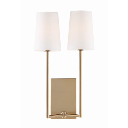 Crystorama Lighting Group Lena 2 Light 18" Tall Wall Sconce with Silk Shades Vibrant Gold