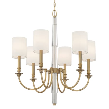 Crystorama Lighting Group Lloyd 6 Light 26" Wide Crystal Chandelier with Silk Shades Aged Brass