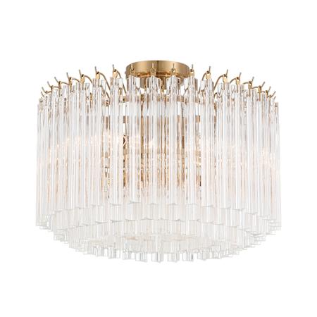 Crystorama Lighting Group Lofton 5 Light 18" Wide Semi-Flush Drum Ceiling Fixture / Converts to Pendant Aged Brass
