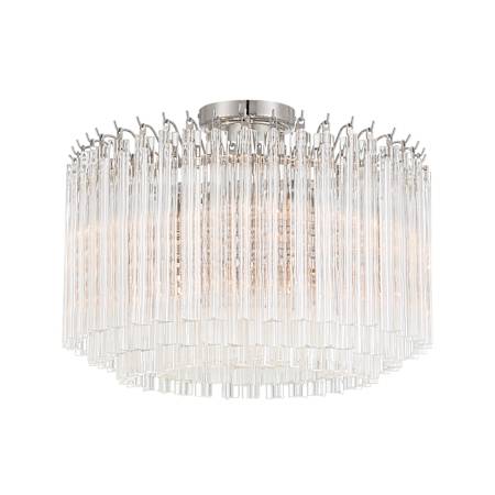 Crystorama Lighting Group Lofton 5 Light 18" Wide Semi-Flush Drum Ceiling Fixture / Converts to Pendant Polished Nickel