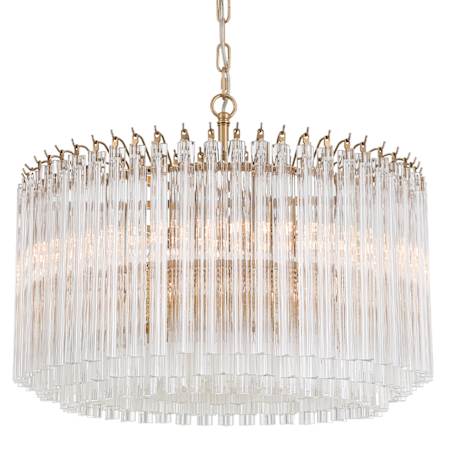 Crystorama Lighting Group Lofton 7 Light 24" Wide Pendant with Triedri Glass Shade Aged Brass