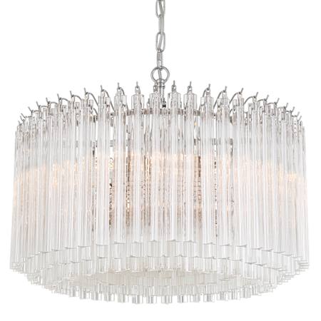 Crystorama Lighting Group Lofton 7 Light 24" Wide Pendant with Triedri Glass Shade Polished Nickel