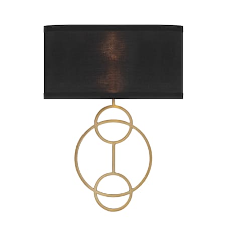Crystorama Lighting Group Laurel 2 Light 14" Tall Wall Sconce with Silk Shade Vibrant Gold / Black