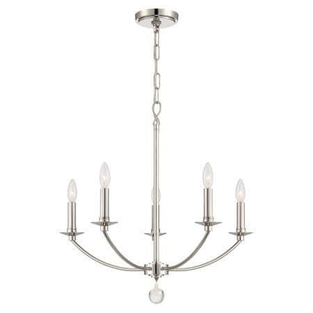 Crystorama Lighting Group Mila 5 Light 23" Wide Taper Candle Style Chandelier Polished Nickel