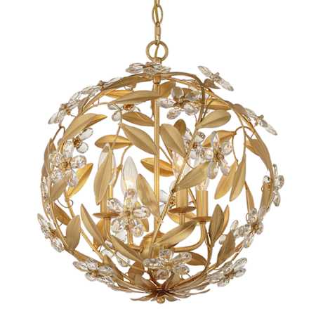Crystorama Lighting Group Marselle 4 Light 17" Wide Crystal Pendant Antique Gold