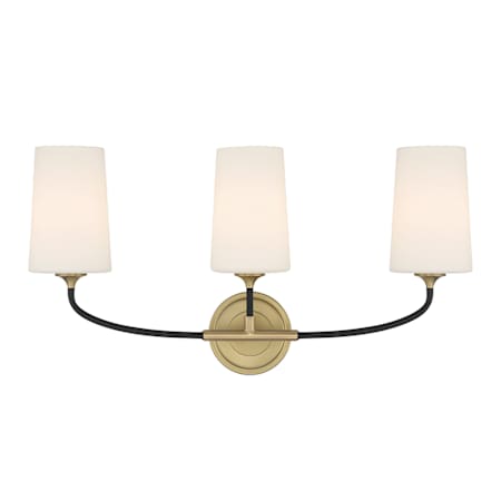 Crystorama Lighting Group Niles 3 Light 24" Wide Vanity Light with Frosted Glass Shades Black Forged / Modern Gold