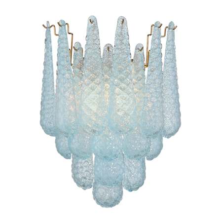 Crystorama Lighting Group Ollie 2 Light 19" Tall Wall Sconce with Textured Sand Glass Shade Aged Brass / Blue