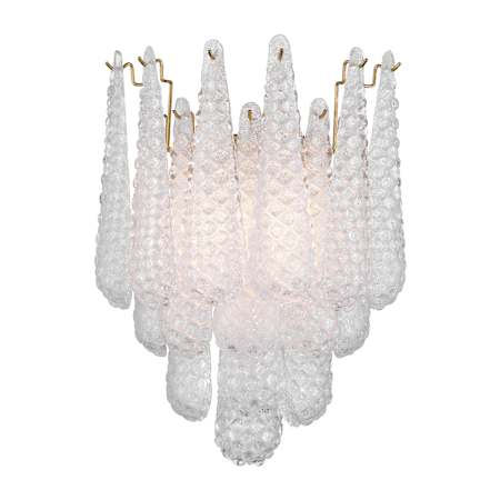 Crystorama Lighting Group Ollie 2 Light 19" Tall Wall Sconce with Textured Sand Glass Shade Aged Brass / Clear