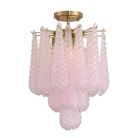 Crystorama Lighting Group Ollie 4 Light 14" Wide Semi-Flush Ceiling Fixture / Converts to Pendant Aged Brass / Blush
