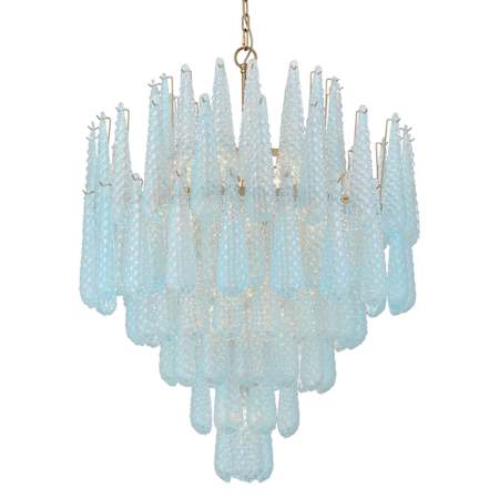 Crystorama Lighting Group Ollie 21 Light 33" Wide Waterfall Chandelier with Textured Sand Glass Shade Aged Brass / Blue